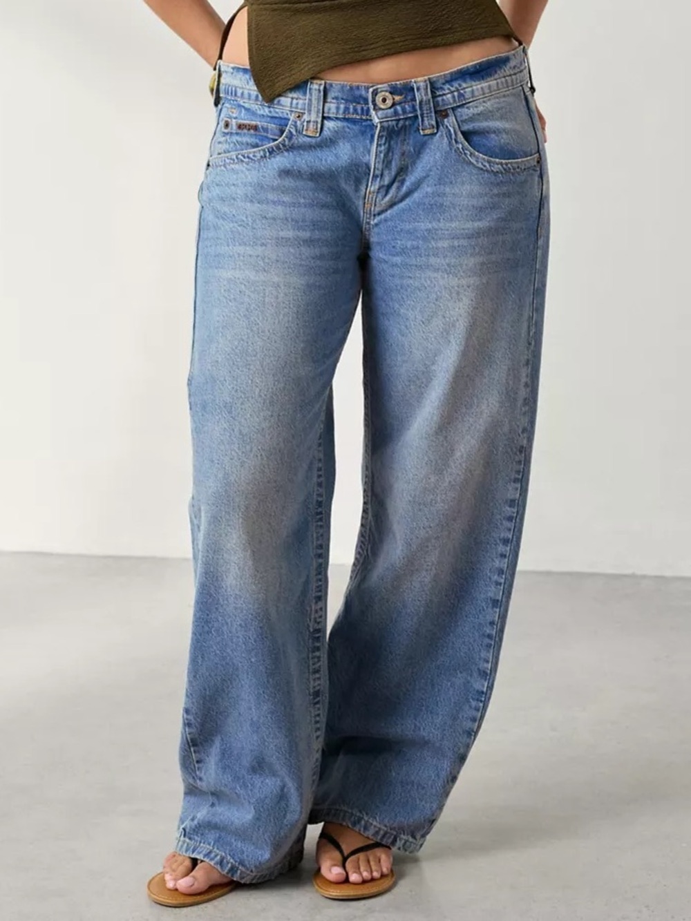 BDG Light Blue Denim Jeans with Red Stitching